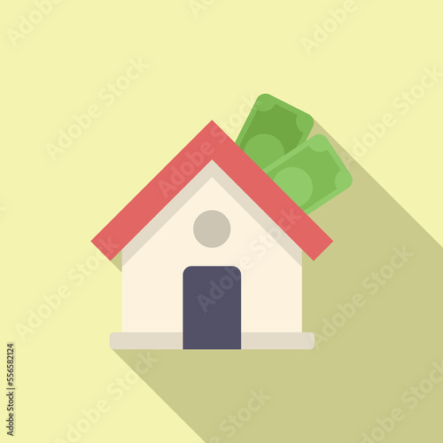 Loan finance house icon flat vector. Rent property. Business money