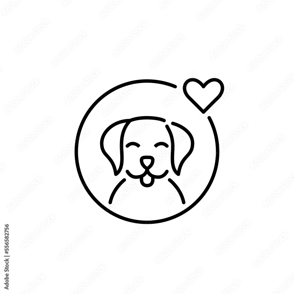 Dog social media avatar with like symbol. Pixel perfect, editable stroke icon