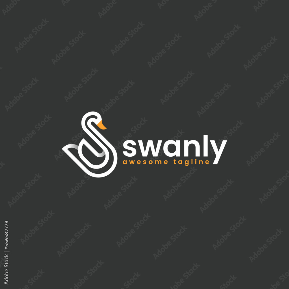 Fototapeta premium Vector Logo Illustration Swan Line Art Style.