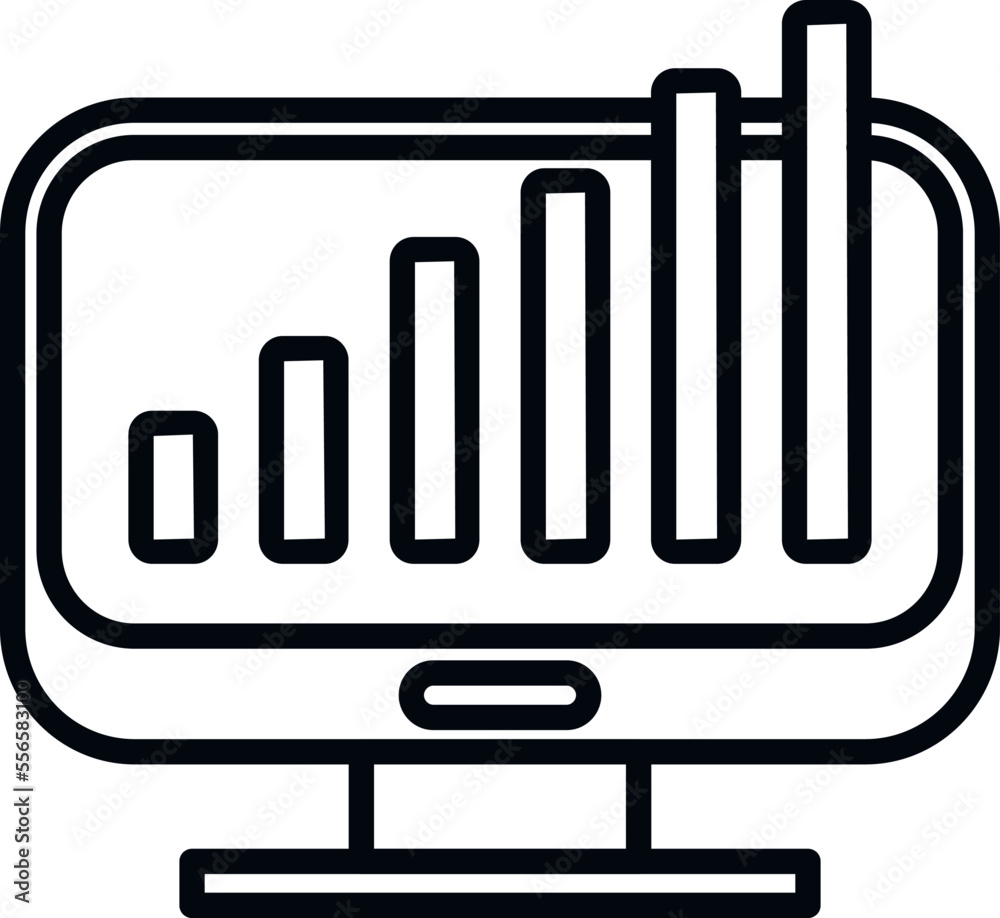 Online computer graph icon outline vector. Real home. Loan sale Online computer graph icon outline vector. Real home. Loan sale
