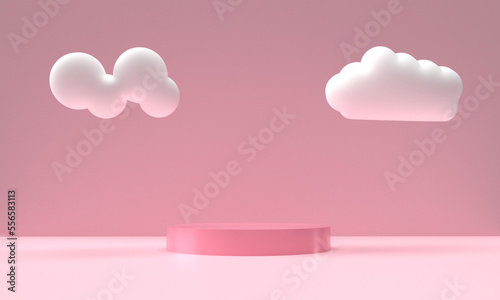 Podium stage stand showcase geometric scene abstract pink red gradient color cloudy white product sale advertisement empty presentation luxury happy valentine 14 fourteen february promotion mockup © StreetOnCamara
