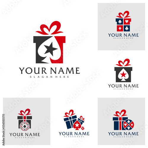 Set of Gift Poker logo vector template, Creative Poker logo design concepts