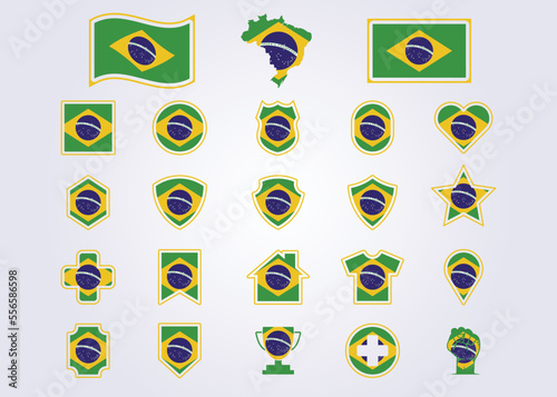 bundle of Brazil icon flag symbol sign vector illustration design