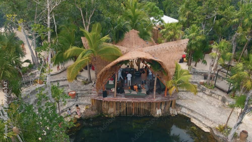Drone view of Vesica Cenote Tulum, Mexico. Secret natural pool. Drone view of Vesica Cenote Tulum, Mexico. Secret natural pool.