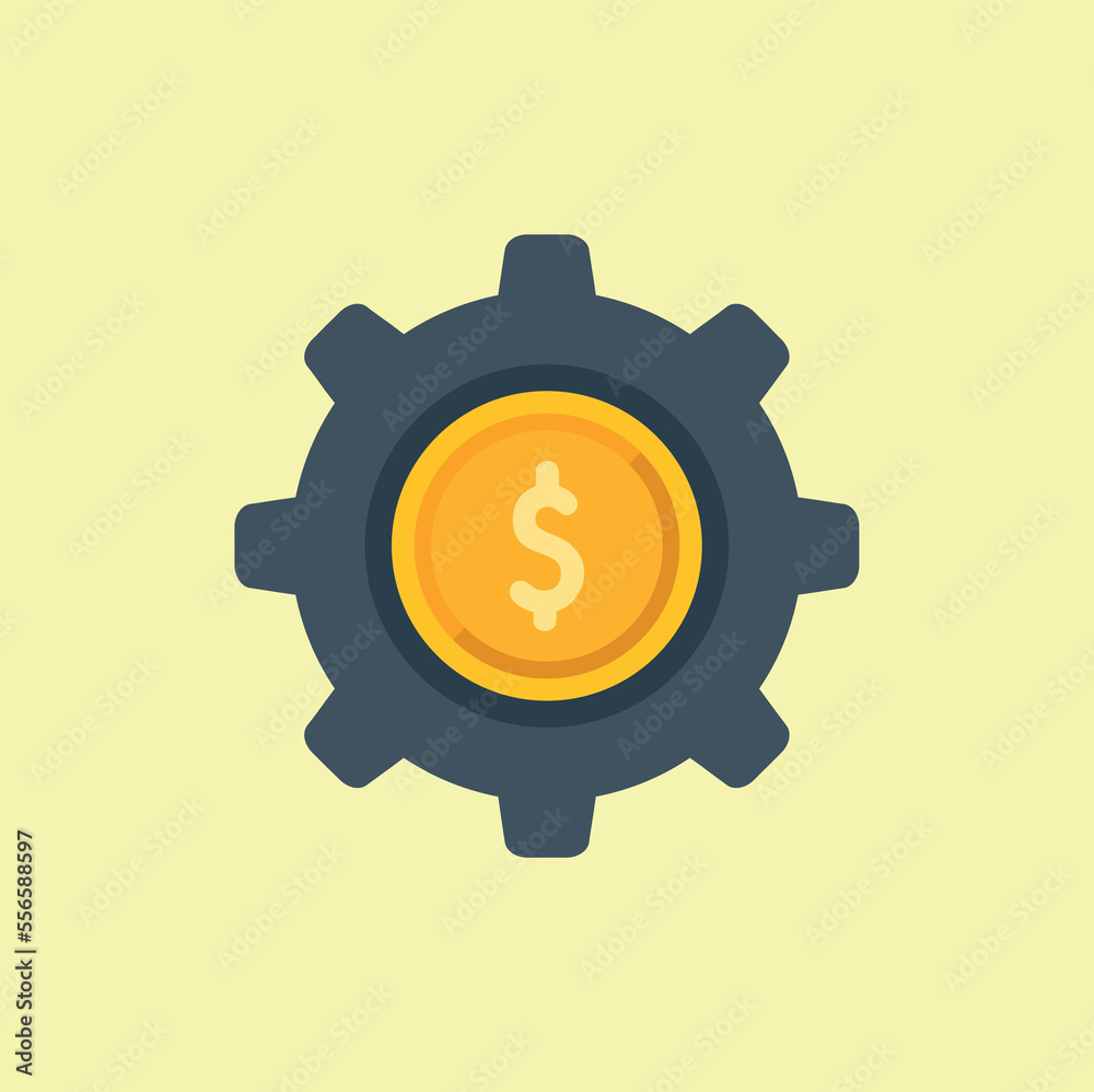 Marketing money gear icon flat vector. Digital target. Price market Marketing money gear icon flat vector. Digital target. Price market
