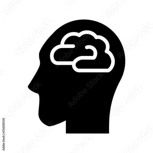 Icono de cerebro humano. Cabeza de persona. Concepto de Inteligencia y pensamiento. Ilustración vectorial