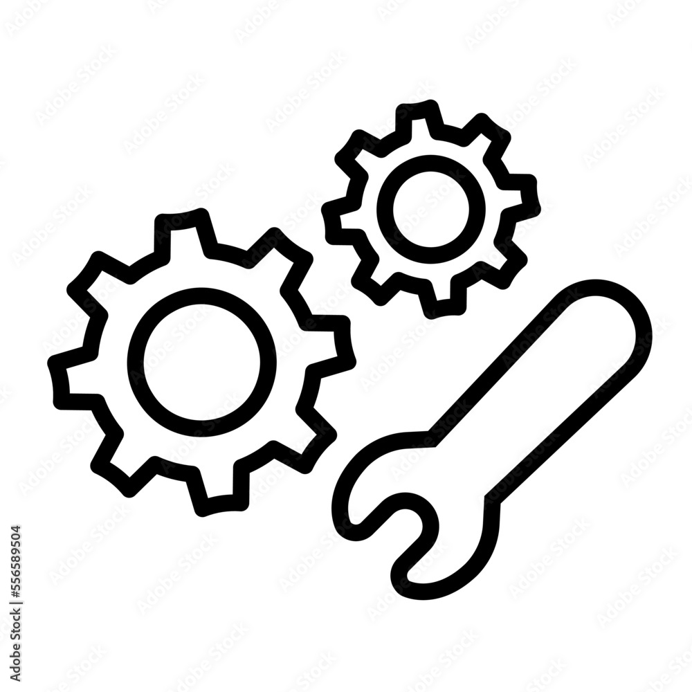 Icono de ajustes y configuración. Concepto de mantenimiento mecánico. Ilustración vectorial Icono de ajustes y configuración. Concepto de mantenimiento mecánico. Ilustración vectorial