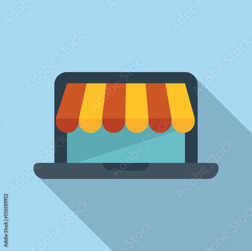 Online shop icon flat vector. Digital mix. Social market