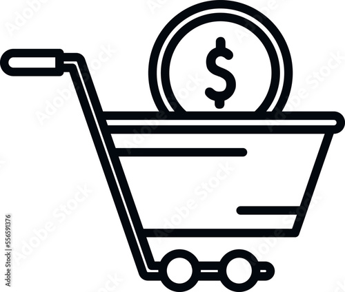Marketing money cart icon outline vector. Business digital mix. Social online