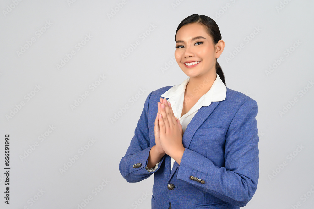 Young beautiful woman in formal clothing for officer on white background Young beautiful woman in formal clothing for officer on white background