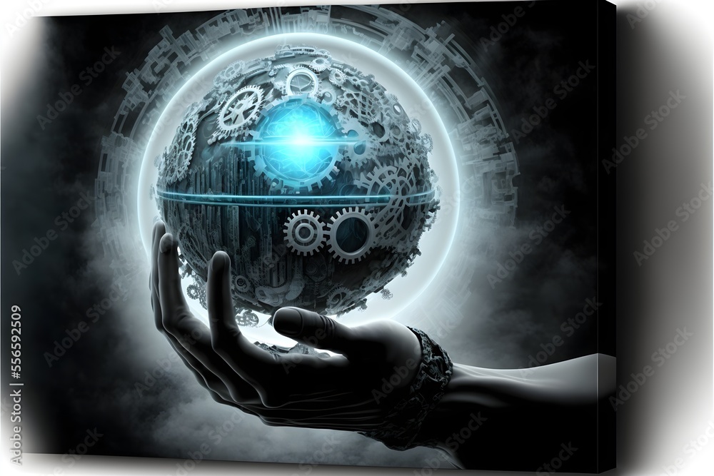 Fototapeta premium Business background representing technology, processes and synergy