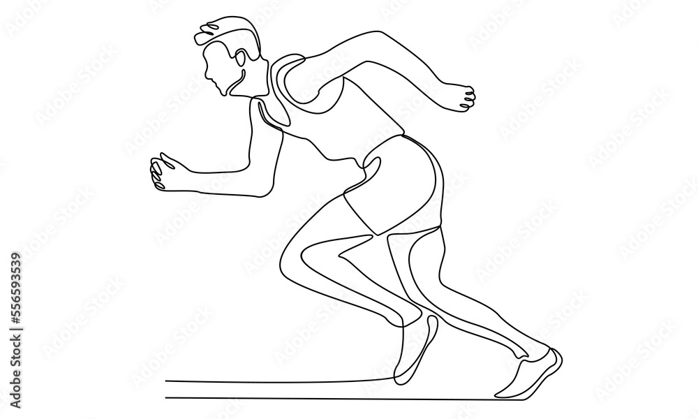 Fototapeta premium Continuous line of runner minimalist design sport