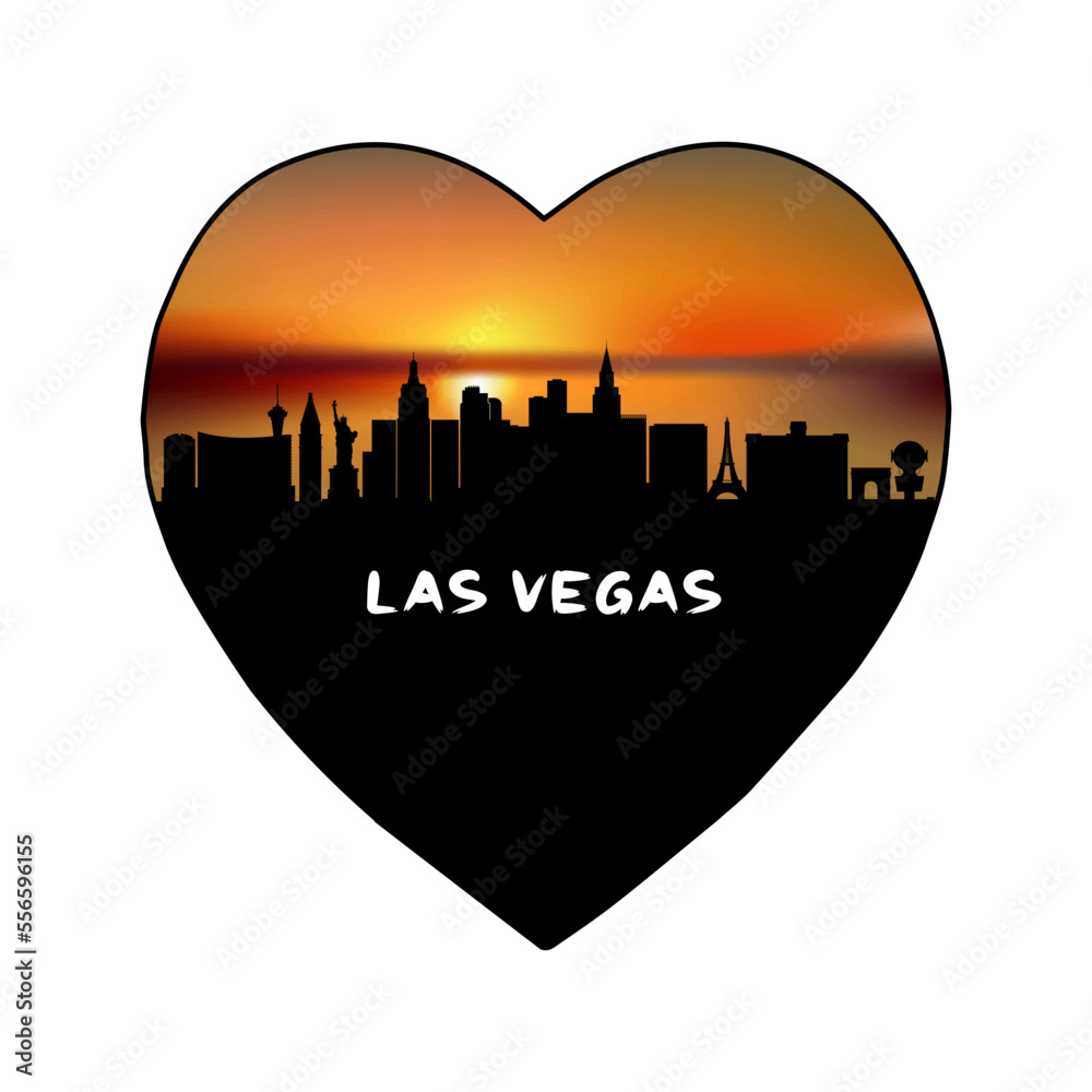 Las Vegas Nevada USA Skyline Silhouette Retro Vintage Sunset Las Vegas Lover Travel Souvenir Sticker Vector Illustration SVG EPS