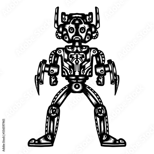 Vector robots in cartoon style. Isolated vector robots in transparent background