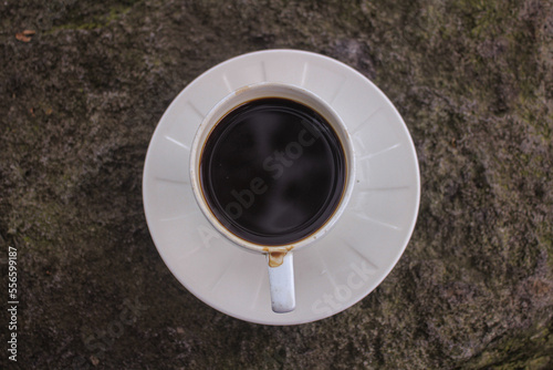 Strong Black Coffee in a White Cup