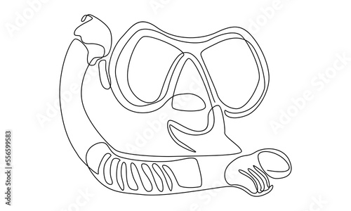 Continuous line of scuba diving mask with snorkel