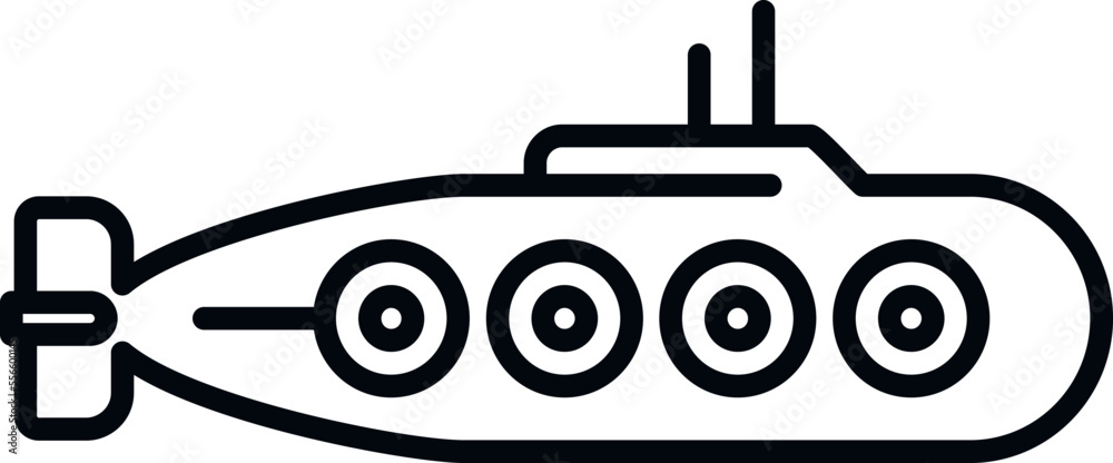 Bathyscaphe icon outline vector. Submarine ship. Cute vehicle