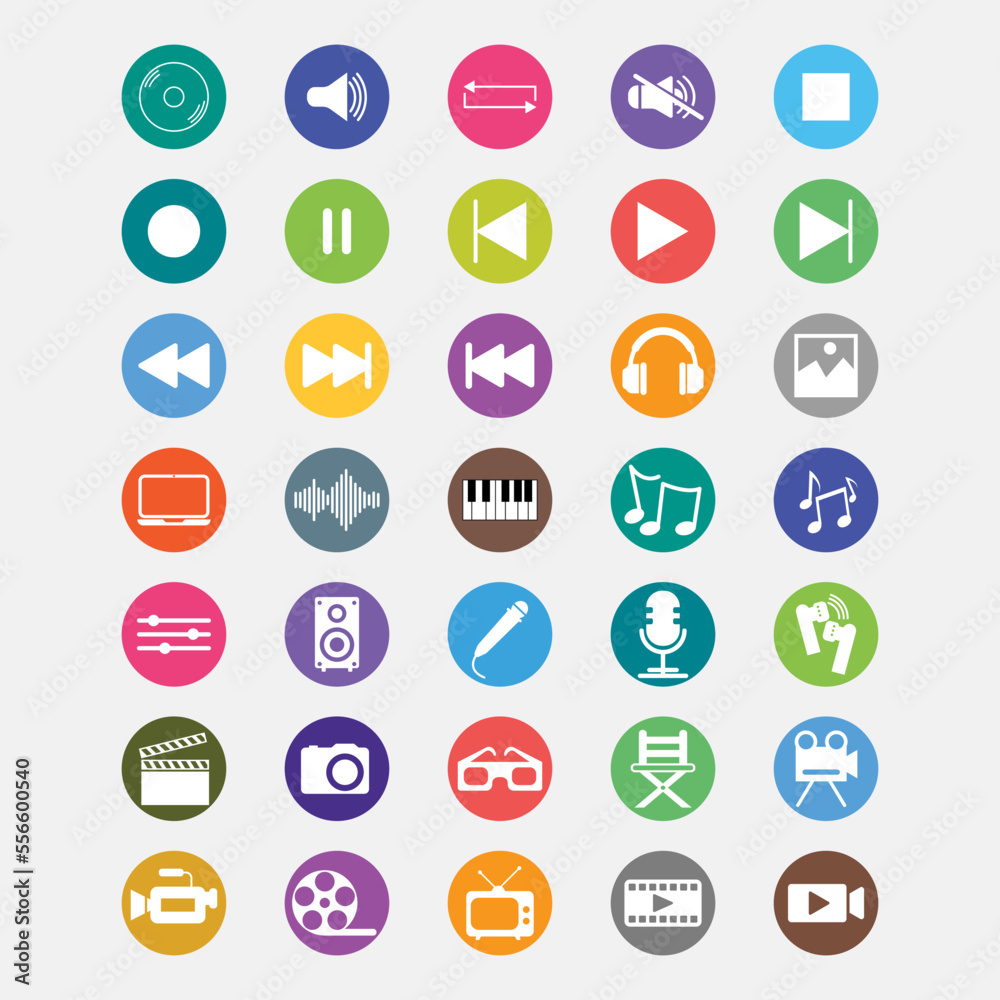 Multimedia Flat  Icons on background