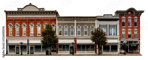 19th century town square architectural storefront facades.