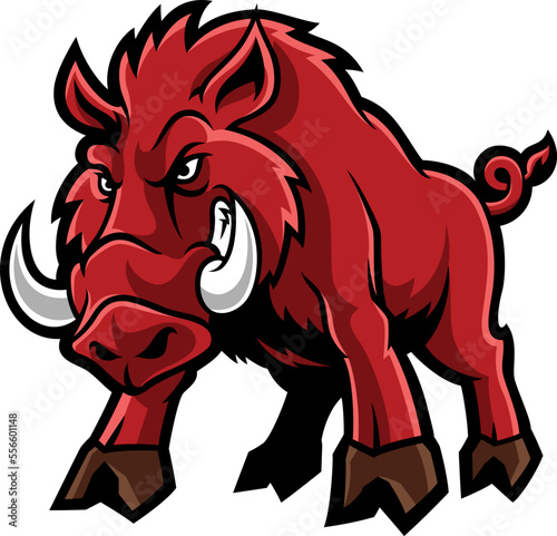 Red Razorback Hog Mascot Design photo