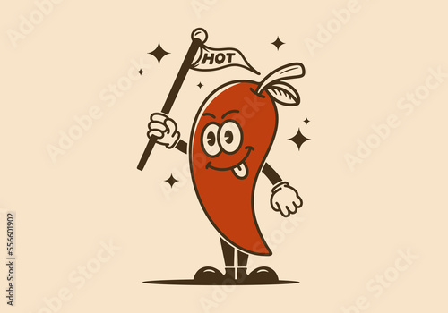 Illustration design of a chili character with arms and legs Fototapet