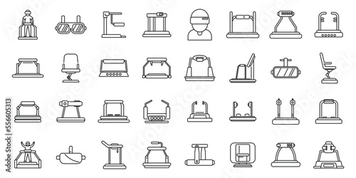 Vr platform icons set outline vector. Augmented reality. Digital cinema