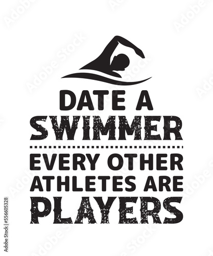 Swimming lover theme, slogan graphics, and illustrations with patches for t-shirts and other uses.