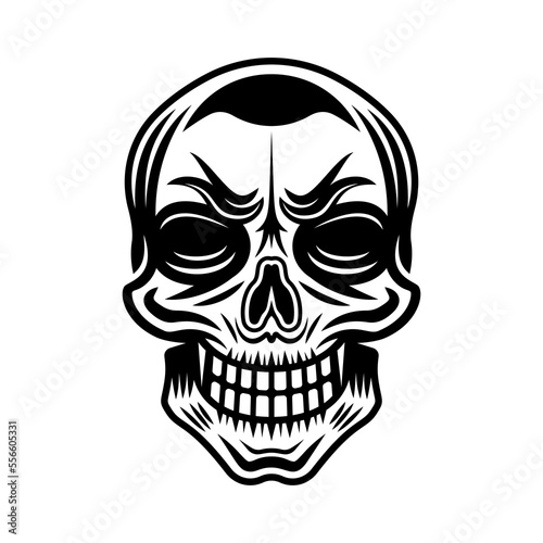 Skull vector illustration in vintage monochrome style isolated on white background