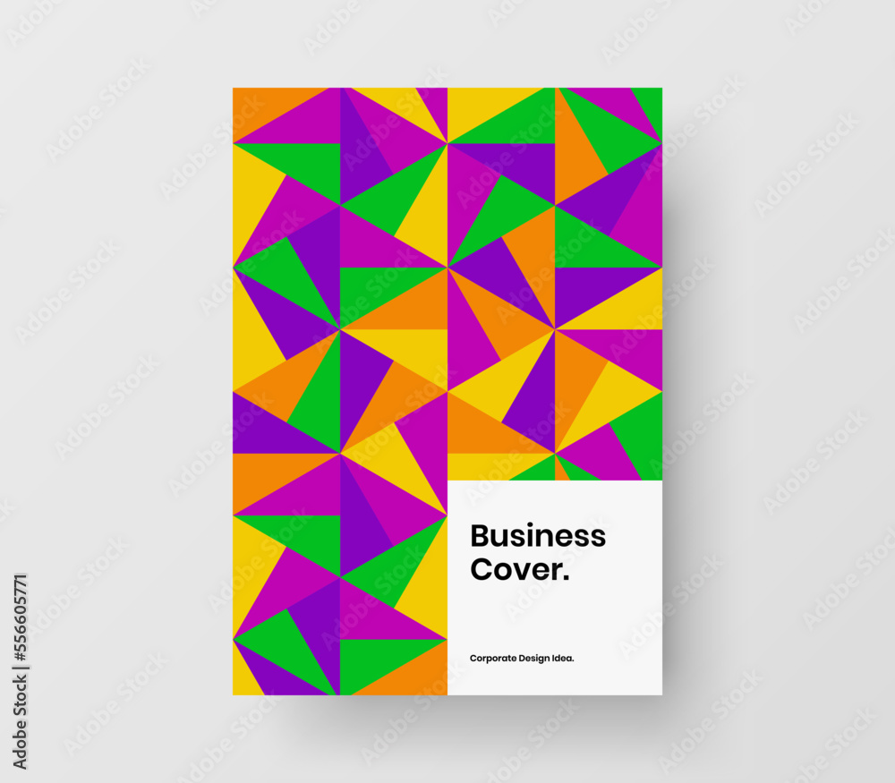 Fototapeta premium Isolated placard design vector concept. Original mosaic pattern company cover layout.