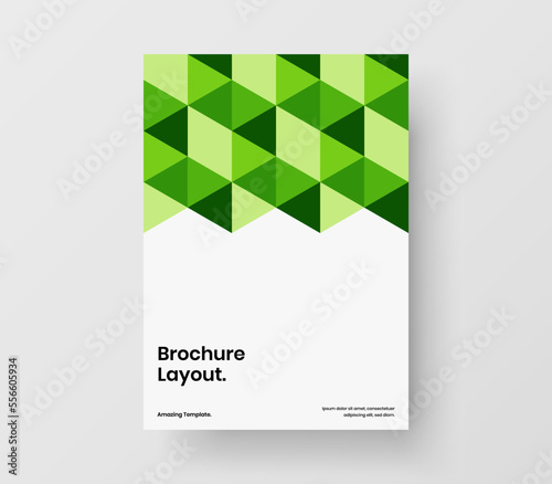Colorful postcard design vector illustration. Modern geometric hexagons booklet template.