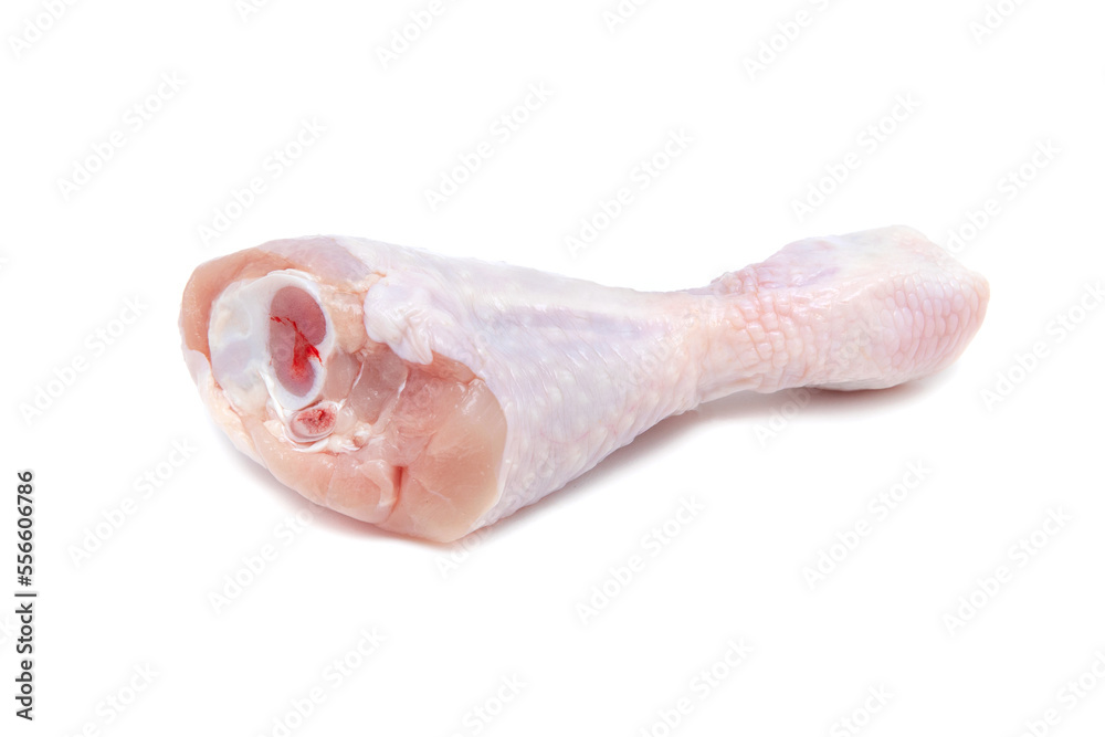 Chicken leg with blood isolated on a white background Chicken leg with blood isolated on a white background