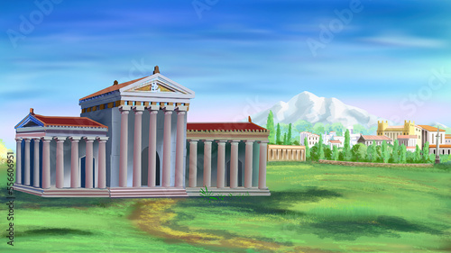 Ancient Greek Temple illustration