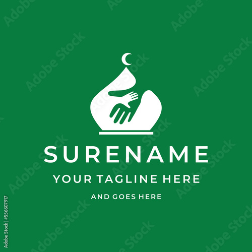  Islam mosque charity human right moslem people give help donation organization custom logo design for non-profit vector illustration