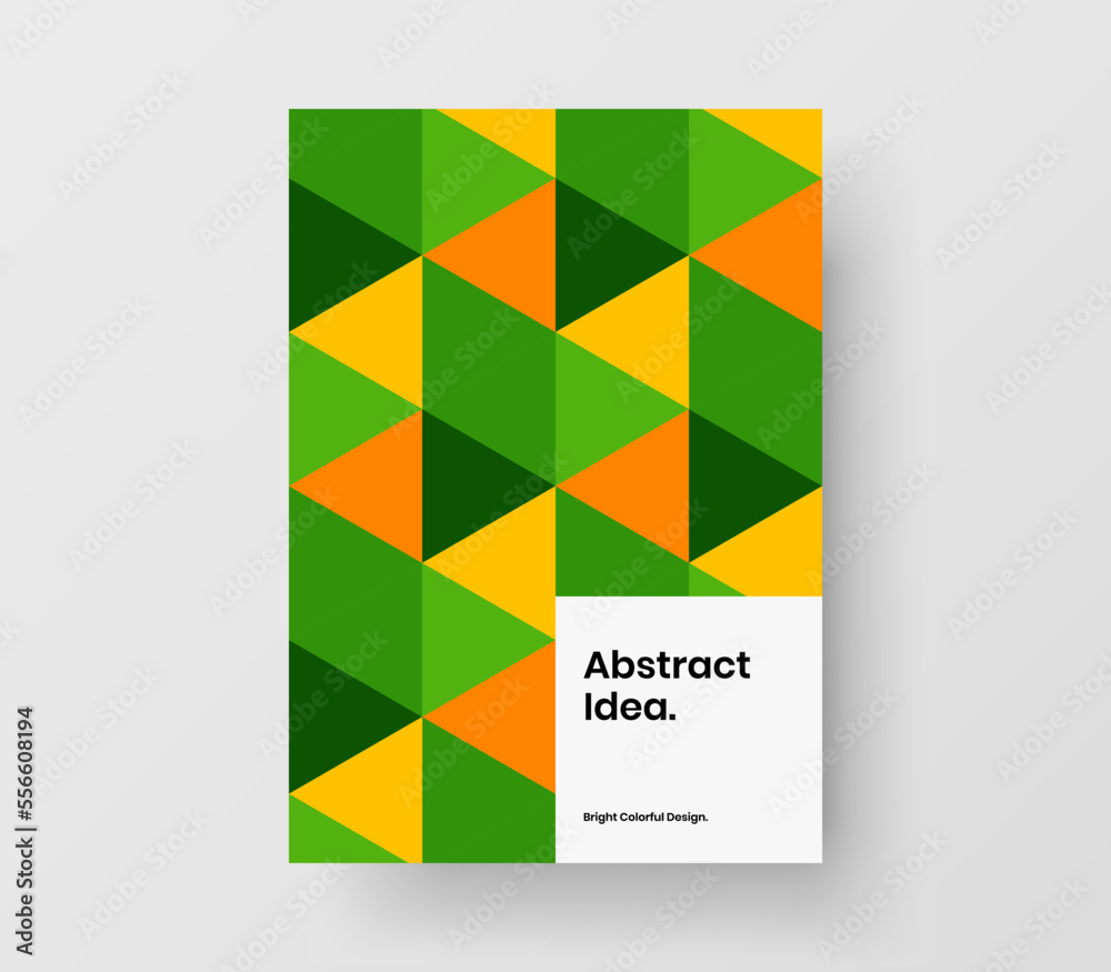 Minimalistic geometric hexagons postcard template. Unique front page A4 design vector layout.
