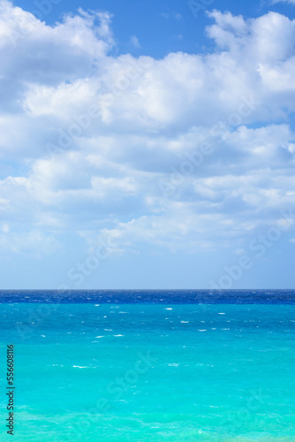 Fototapeta Naklejka Na Ścianę i Meble -  View of the sea in blue tones in cloudy weather