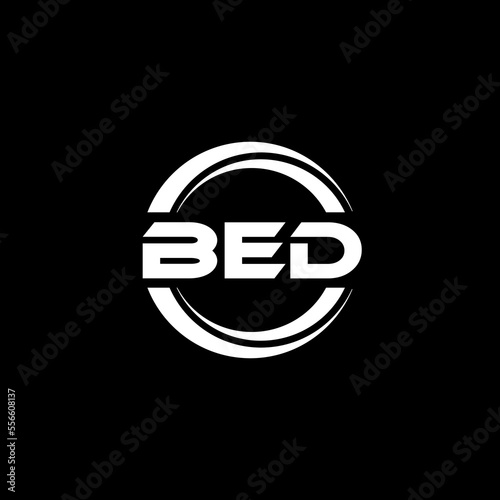 BED letter logo design with black background in illustrator, cube logo, vector logo, modern alphabet font overlap style. calligraphy designs for logo, Poster, Invitation, etc.