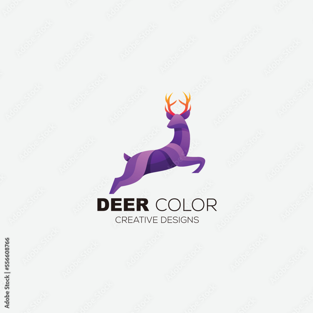 Fototapeta premium deer color logo gradient colorful template