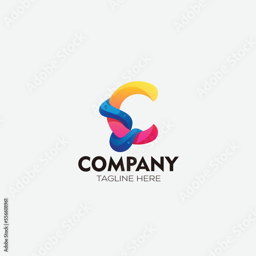 initial c logo premium design gradient color
