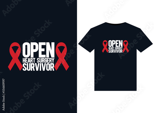 Open Heart Surgery Survivor illustrations for print-ready T-Shirts design