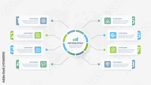 Circle Chain Business Infographic With 8 Steps