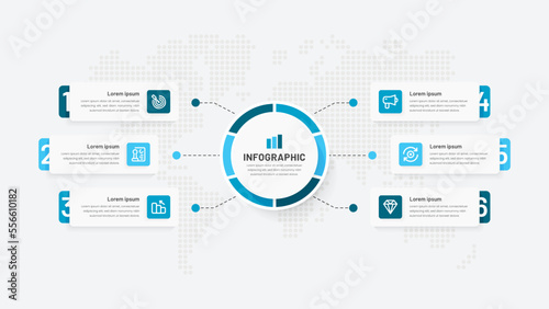 Circle Chain Business Infographic With 6 Steps