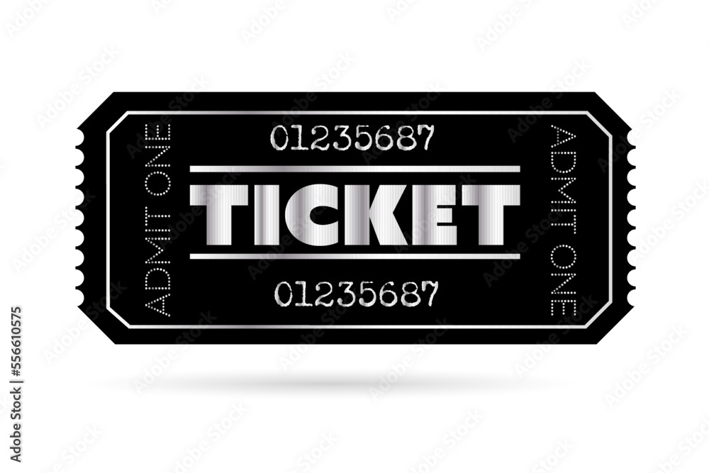 Vector ticket for cinema, theater, concert, movie, performance, party, event festival. Realistic black silver vip ticket template Vector ticket for cinema, theater, concert, movie, performance, party, event festival. Realistic black silver vip ticket template