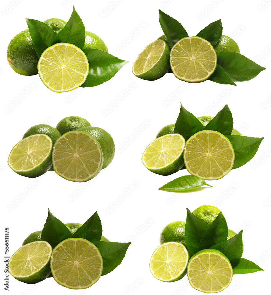 Lime slices isolated on white
