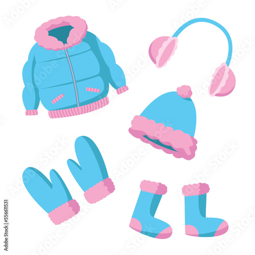 set of colorful winter clothe vector