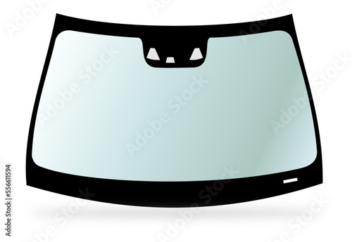 Car front windshield with sensor housing, vector illustration
