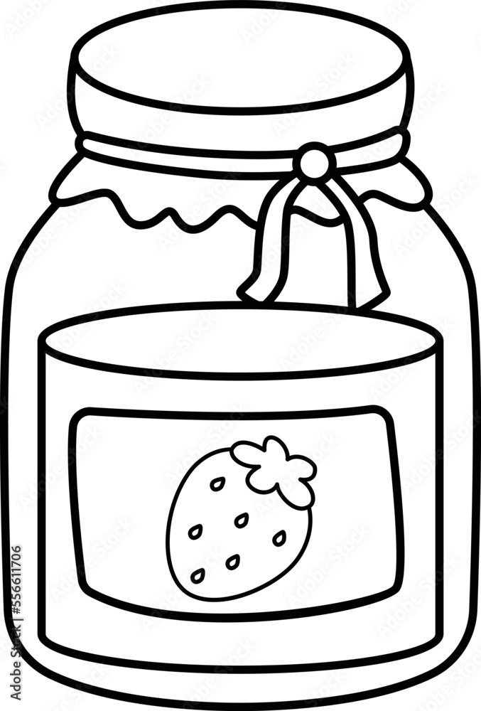 a vector of a strawberry jam in black and white coloring a vector of a strawberry jam in black and white coloring