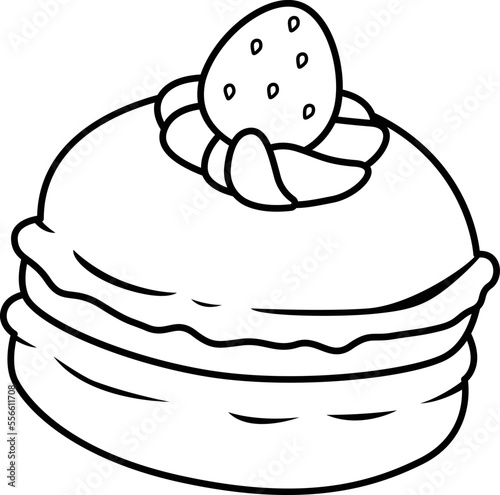 
a vector of strawberry macaron in black and white coloring
