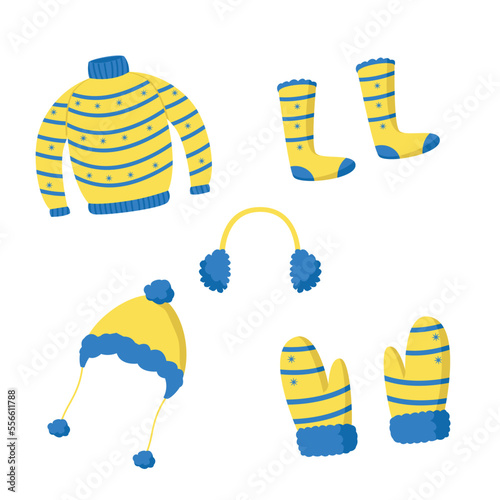 set of colorful winter clothe vector