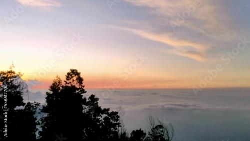 beautiful view at sunset over the mountain