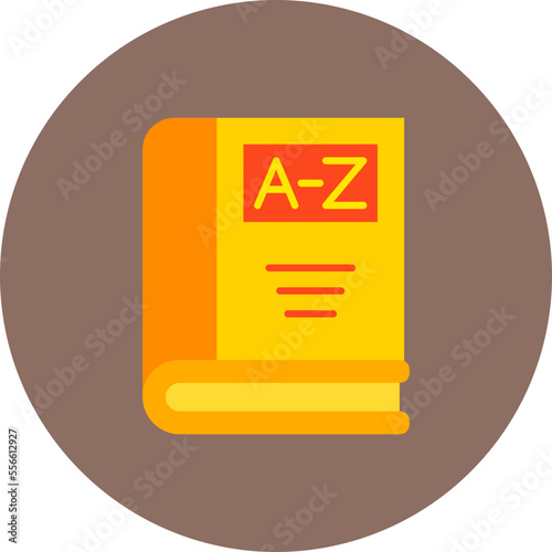 Dictionary Multicolor Circle Flat Icon